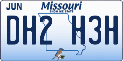 MO license plate DH2H3H