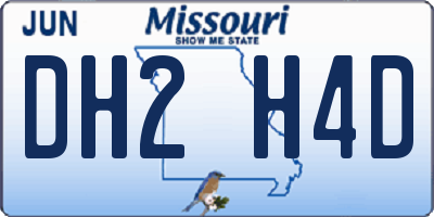 MO license plate DH2H4D