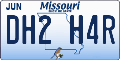 MO license plate DH2H4R