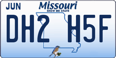 MO license plate DH2H5F