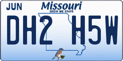 MO license plate DH2H5W