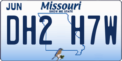 MO license plate DH2H7W