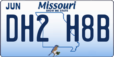 MO license plate DH2H8B
