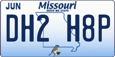 MO license plate DH2H8P