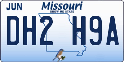 MO license plate DH2H9A