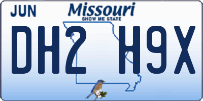MO license plate DH2H9X