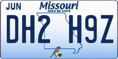 MO license plate DH2H9Z