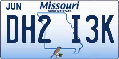MO license plate DH2I3K