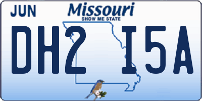 MO license plate DH2I5A