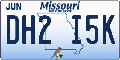 MO license plate DH2I5K