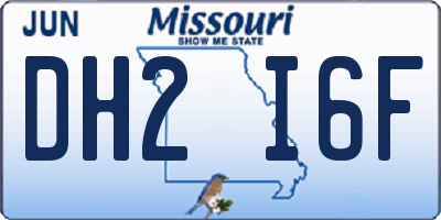 MO license plate DH2I6F