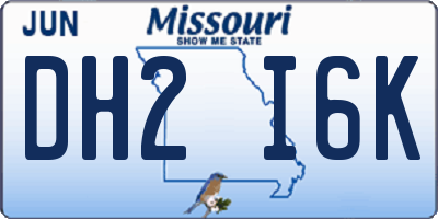 MO license plate DH2I6K