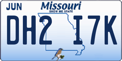 MO license plate DH2I7K