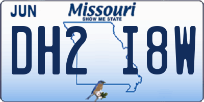 MO license plate DH2I8W