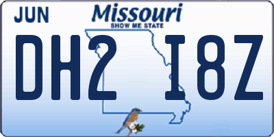 MO license plate DH2I8Z
