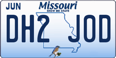 MO license plate DH2J0D