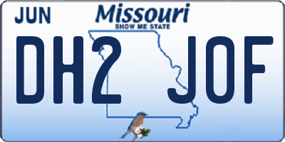 MO license plate DH2J0F