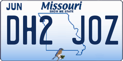 MO license plate DH2J0Z