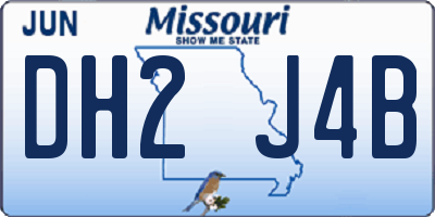 MO license plate DH2J4B