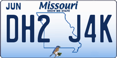 MO license plate DH2J4K