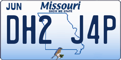 MO license plate DH2J4P