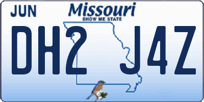 MO license plate DH2J4Z