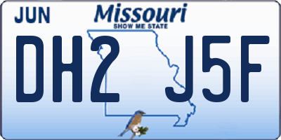 MO license plate DH2J5F