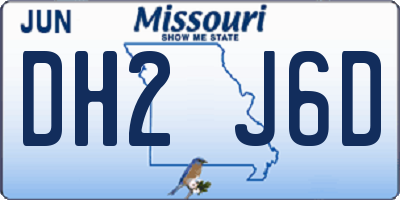 MO license plate DH2J6D