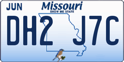 MO license plate DH2J7C
