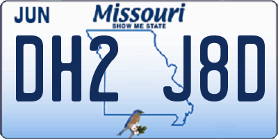 MO license plate DH2J8D