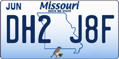 MO license plate DH2J8F