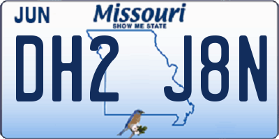 MO license plate DH2J8N