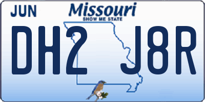 MO license plate DH2J8R