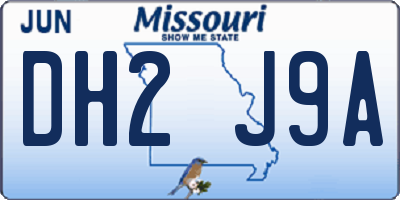 MO license plate DH2J9A