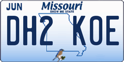 MO license plate DH2K0E