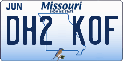 MO license plate DH2K0F