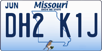 MO license plate DH2K1J