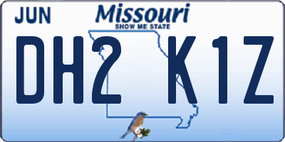 MO license plate DH2K1Z