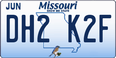 MO license plate DH2K2F