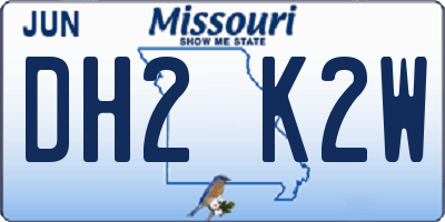MO license plate DH2K2W