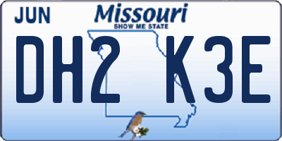 MO license plate DH2K3E