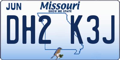 MO license plate DH2K3J