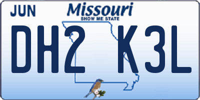 MO license plate DH2K3L