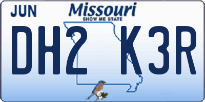 MO license plate DH2K3R