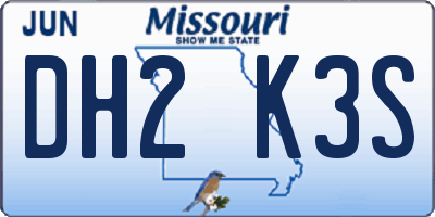 MO license plate DH2K3S