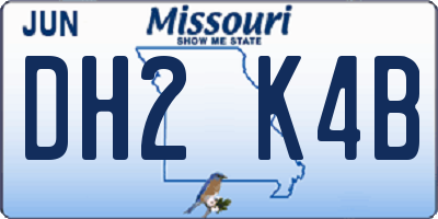 MO license plate DH2K4B