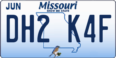 MO license plate DH2K4F