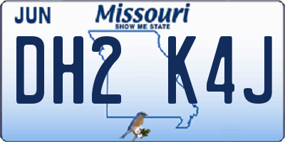 MO license plate DH2K4J