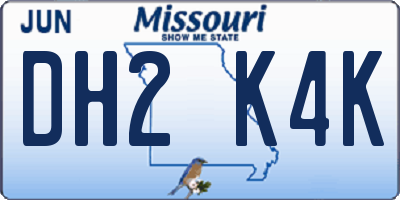 MO license plate DH2K4K