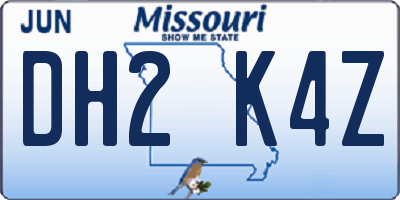 MO license plate DH2K4Z